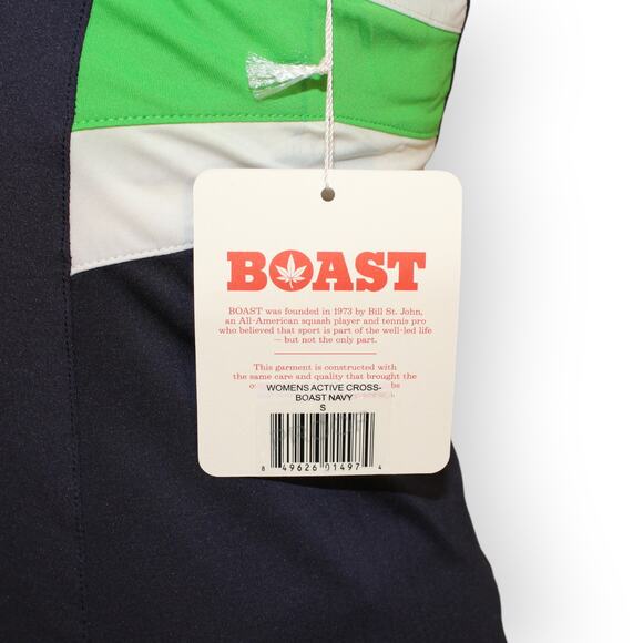 BOAST USA Womens Active Cross Tank Small Navy Green White Stretch Bra - Picture 7 of 9